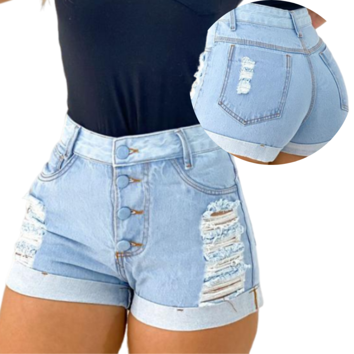 Short Jeans Feminino Modelo Destroyed Premium da Moda